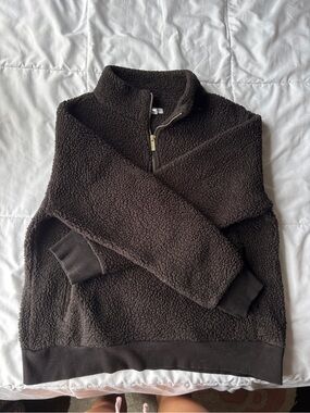 Calvin Klein Dark Brown Sherpa Half-Zip Pullover